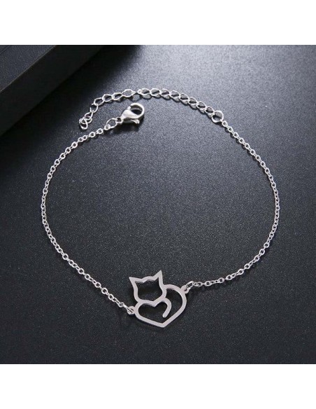Bracelet chat (argent ou doré)