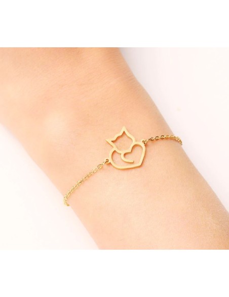 Bracelet chat (argent ou doré)