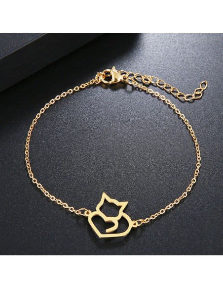 Bracelet chat (argent ou doré)