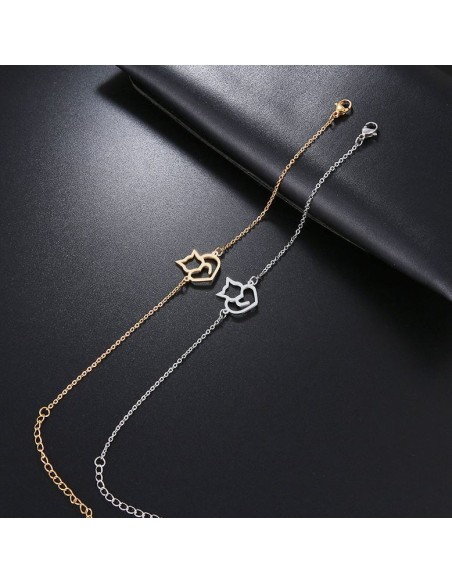 Bracelet chat (argent ou doré)