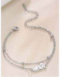 Zilveren armband liggende kat