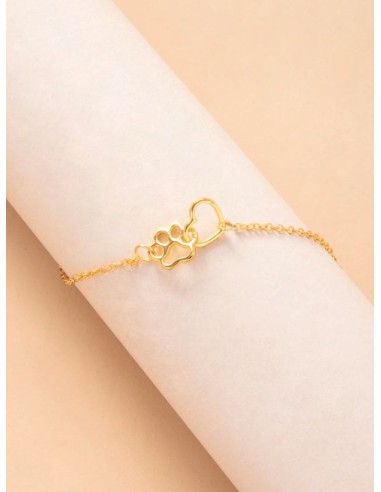 Bracelet cœur et patte doré