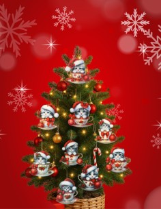 Kerstdecoratie kat of hond (hout)