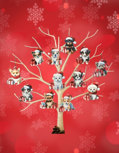 Kerstdecoratie kat of hond (hout)