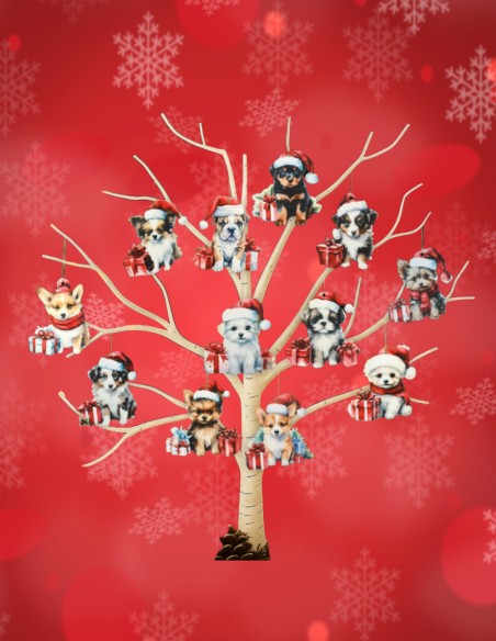 Kerstdecoratie kat of hond (hout)