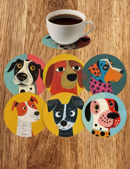 Dessous de verres en bois (3 modèles chien ou chat)